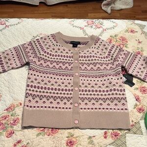 Cynthia Rowley Pink and Cream Patterned Cardigan